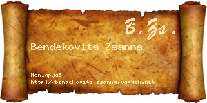 Bendekovits Zsanna névjegykártya